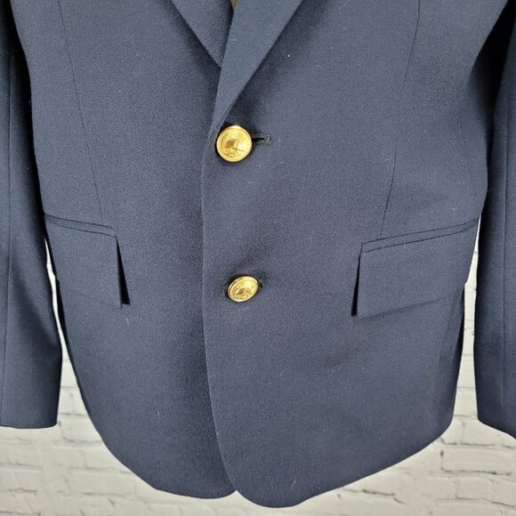 Polo Ralph Lauren Navy 100% Wool Gold Button Notch Blazer Suit Jacket USA 14 - Picture 9 of 15
